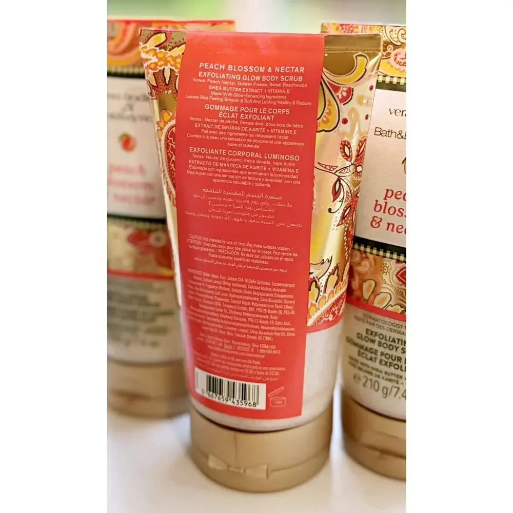 Bath & Body Works Vera Bradley Peach Blossom & Nectar Exfoliating Body Scrub x3